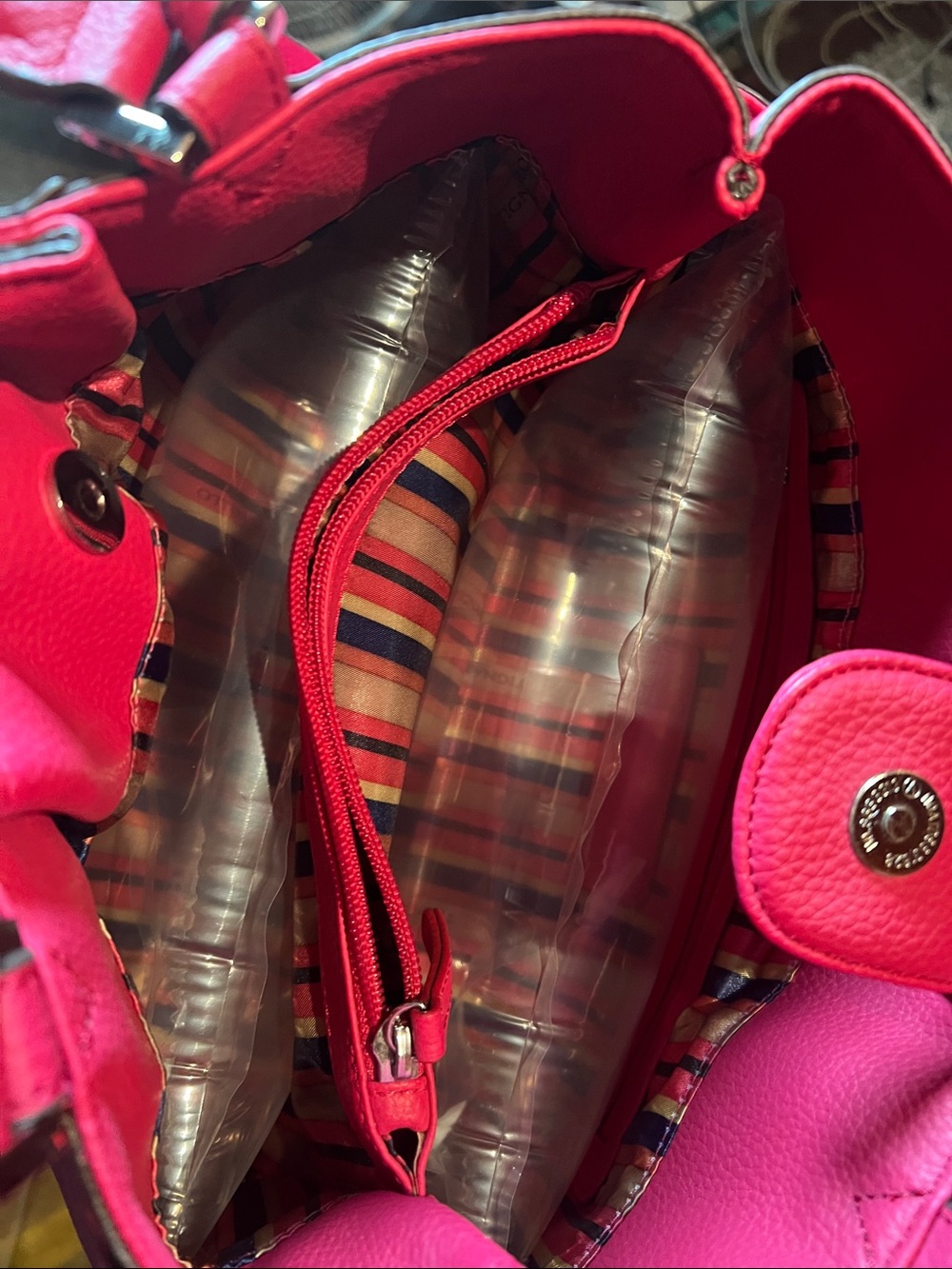 Tignanello Pink Leather Drawstring Tote - Picture 5 of 6